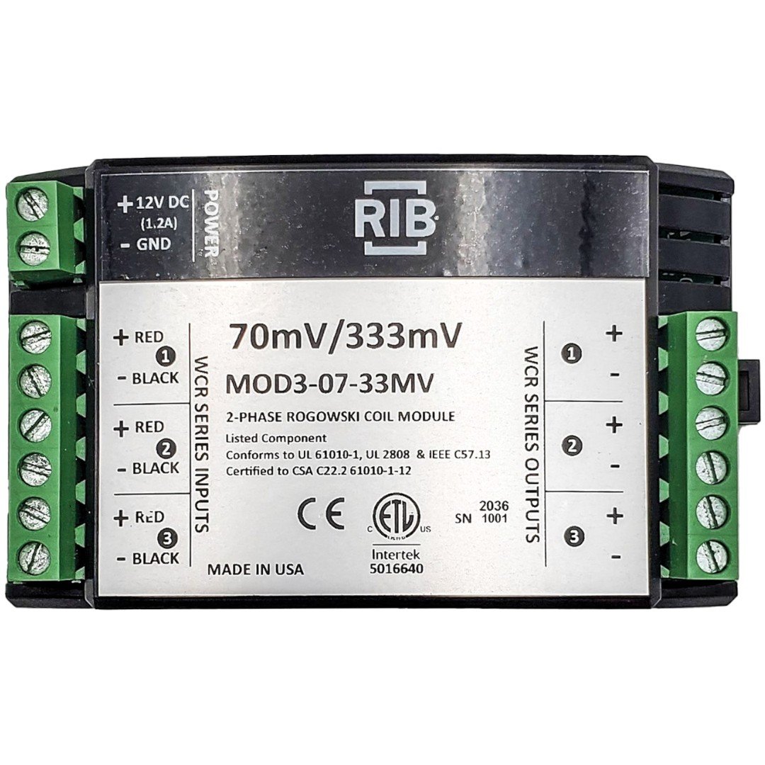 Functional Devices MOD3-07-33MV Rogowski DIN Module, 2 Phase, Wattcore