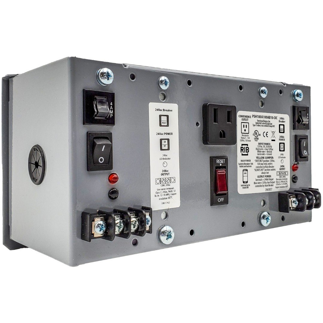 Functional Devices PSH100A100AB10-DC Enclosed Power Supply Dual 60WDC 100VAAC, 10A Breaker