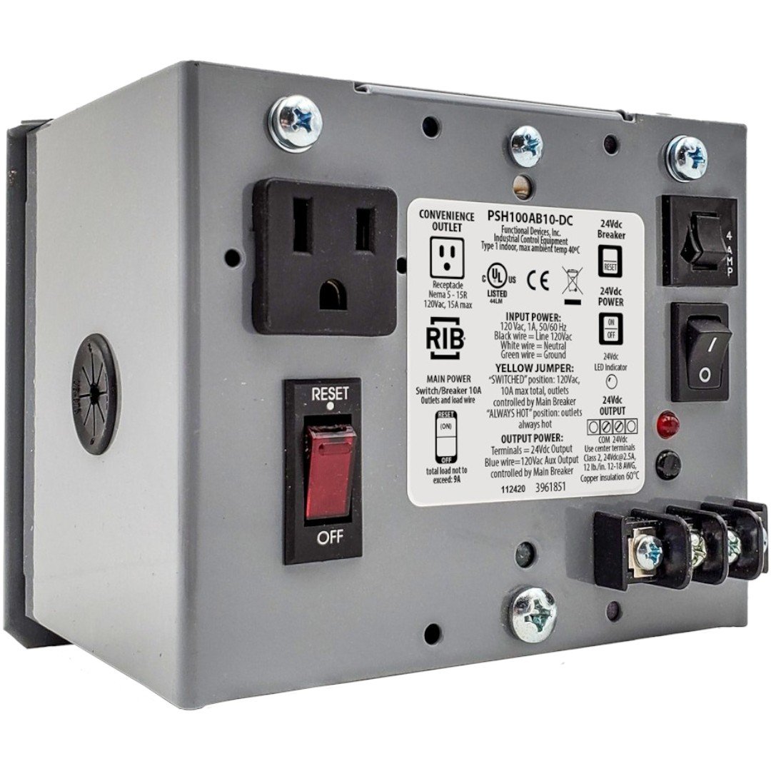 Functional Devices PSH100AB10-DC Enclosed Power Supply Single 60WDC, 10A Breaker