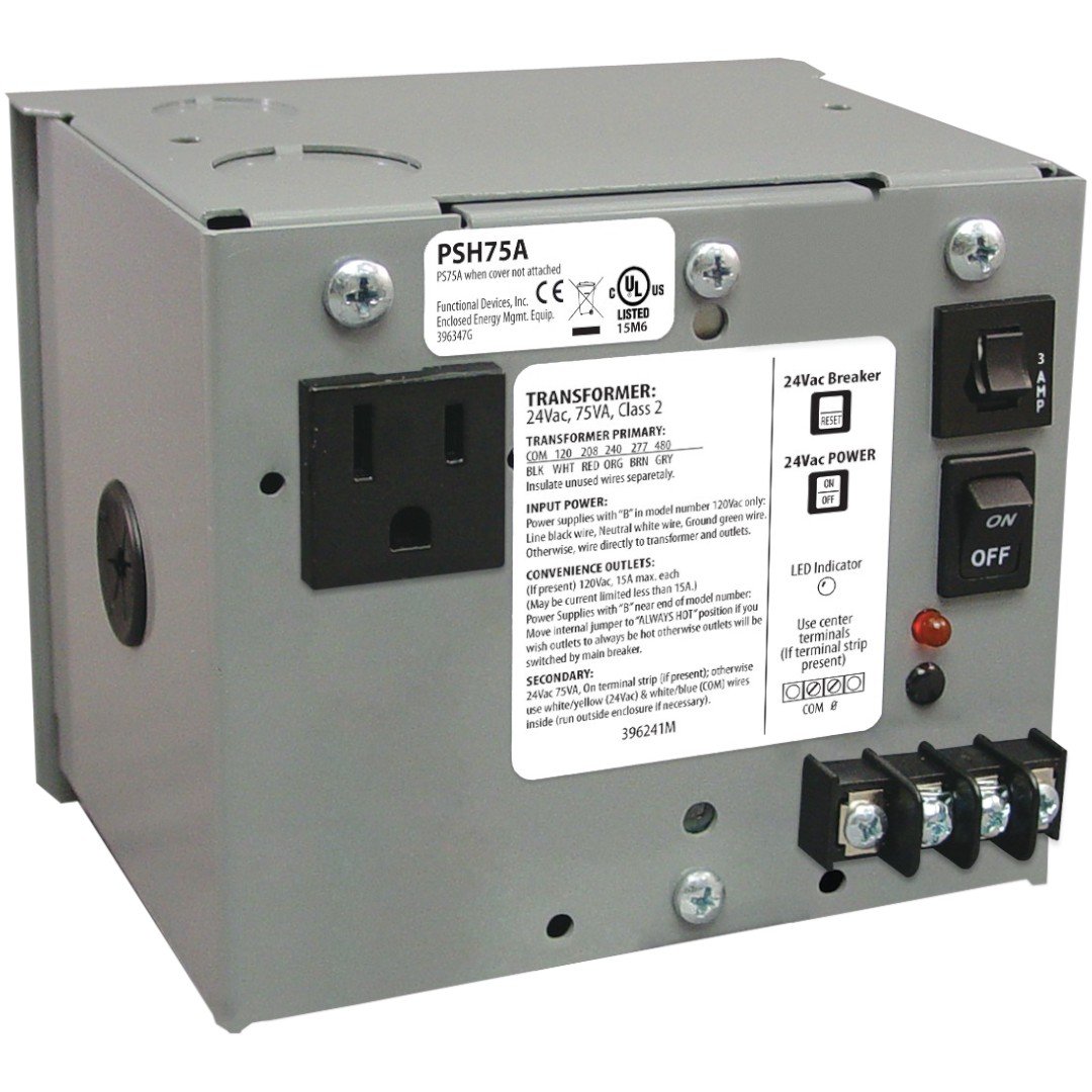 Functional Devices PSH75A Enclosed Power Supply 75VA, 120-480 to 24VAC