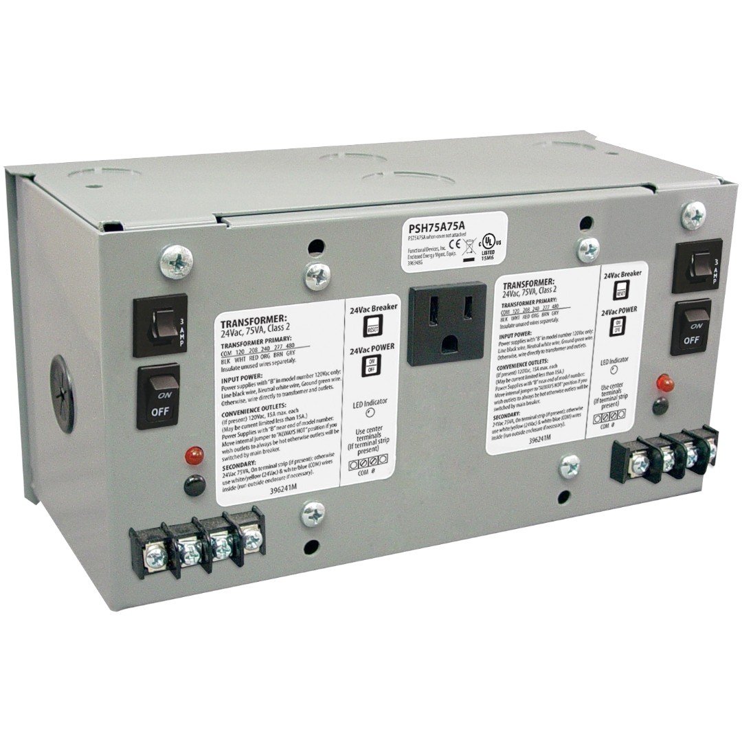 Functional Devices PSH75A75A Enclosed Power Supply Dual 75VA, 120-480 to 24VAC
