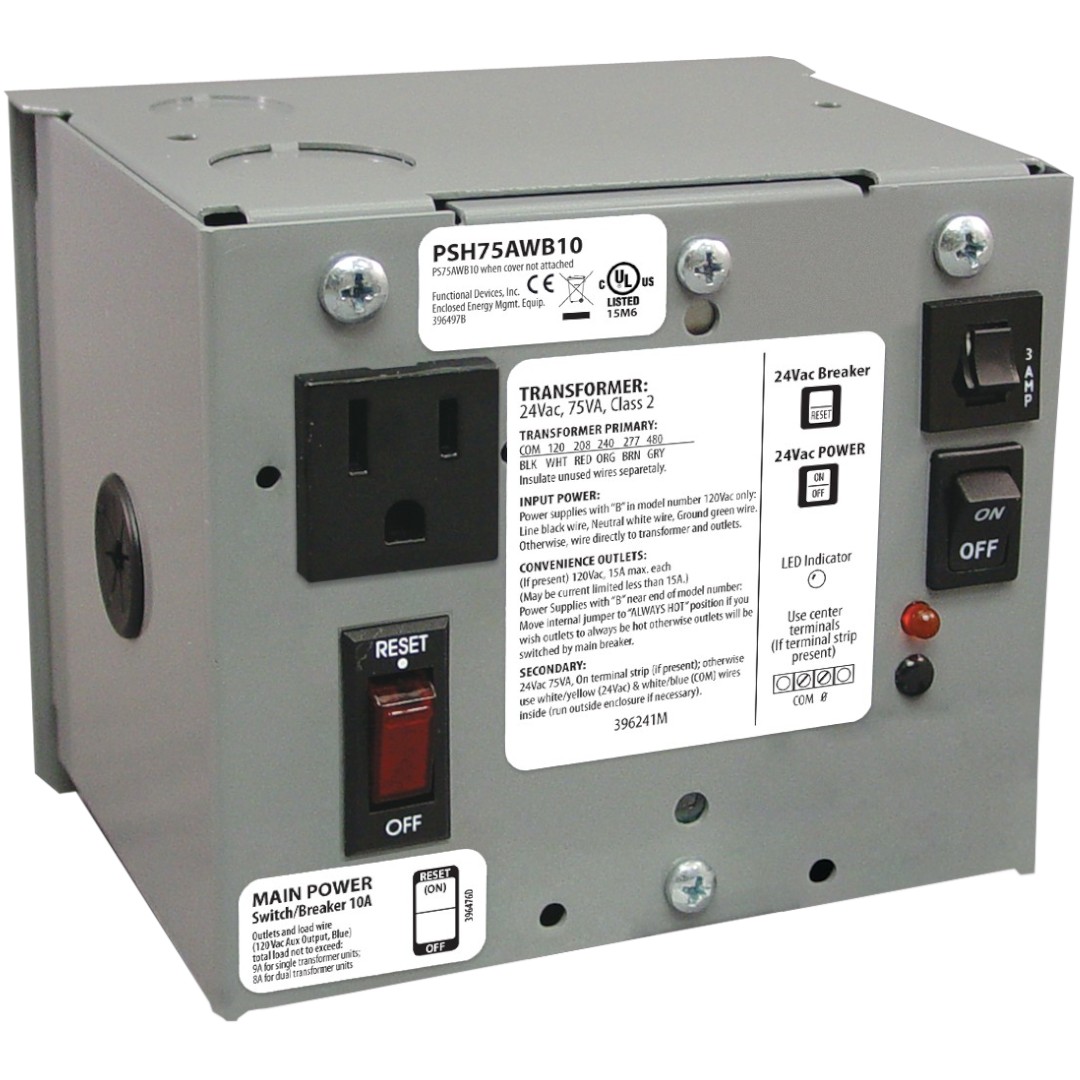 Functional Devices PSH75AWB10 Enclosed Power Supply 75VA, 10A, Sec Wires