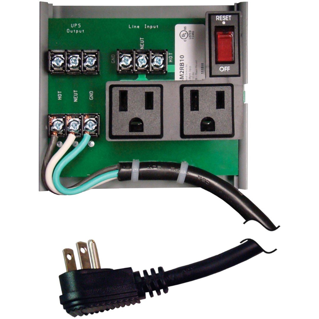 Functional Devices PSM2RB10 Panel Power Supply UPower Supply, 120VAC, 2 Outlets, 10A, Cord