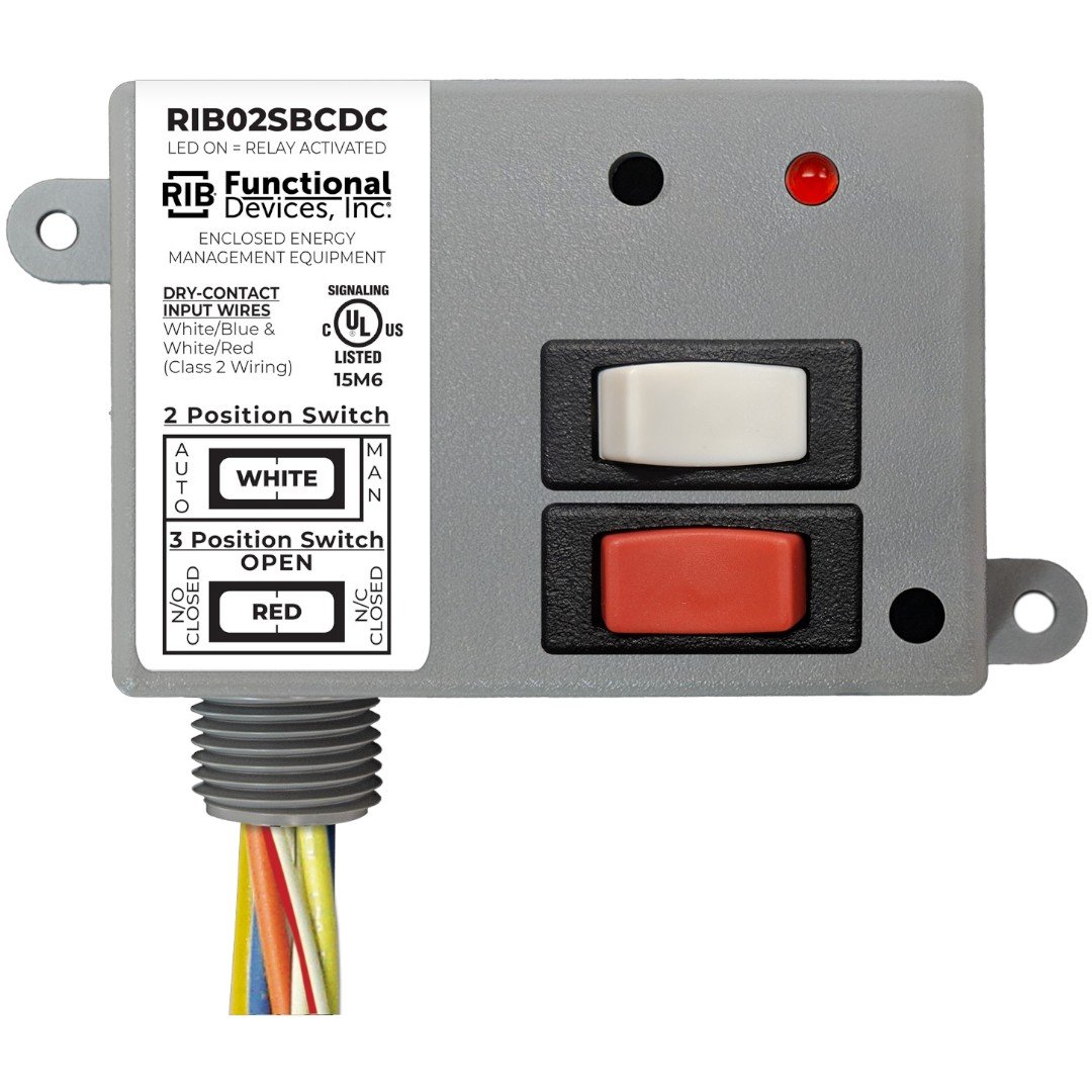 Functional Devices RIB02SBCDC Enclosed Relay 20A SPDT 208-277VAC, Dry, Override