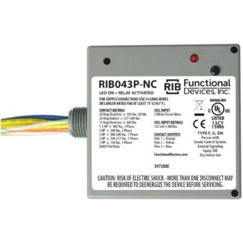 Functional Devices RIB043P-NC Enclosed Relay 20A 3PST-NC 480VAC