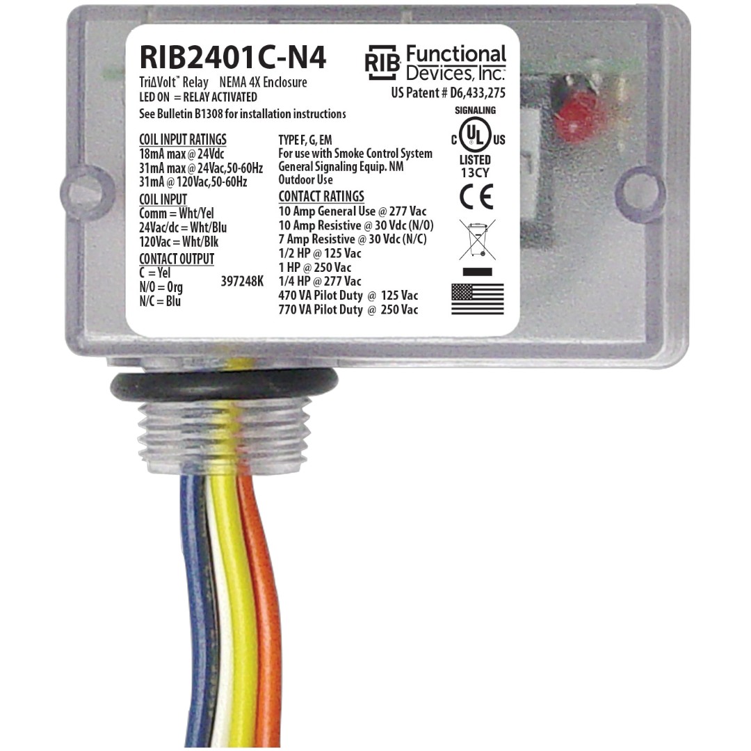 Functional Devices RIB2401C-N4 Enclosed Relay TriVolt NEMA4X RIB2401C