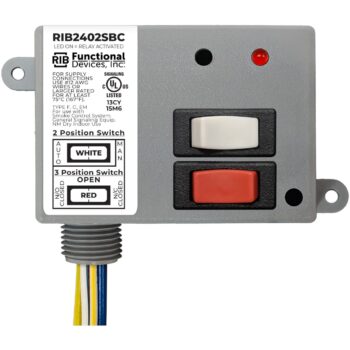 Functional Devices RIB2402SBC Enclosed Relay 20A SPDT 24VDC/AC, 277VAC, Override
