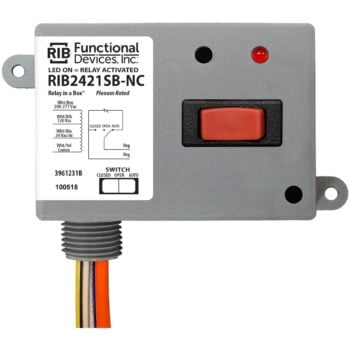 Functional Devices RIB2421SB-NC Enclosed Relay 20A SPST-NC 24-277VAC, Override