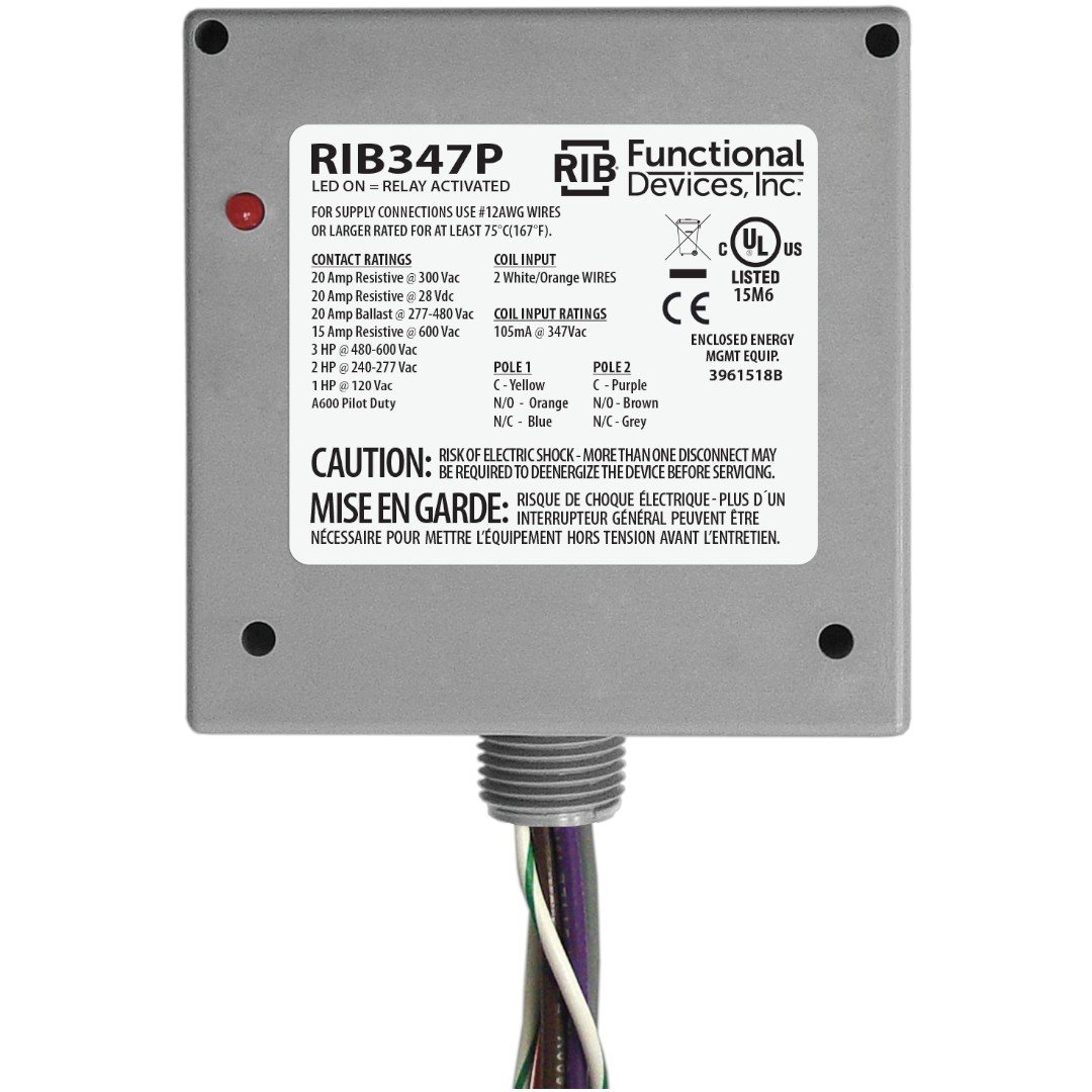 Functional Devices RIB347P Enclosed Relay 20A DPDT 347VAC