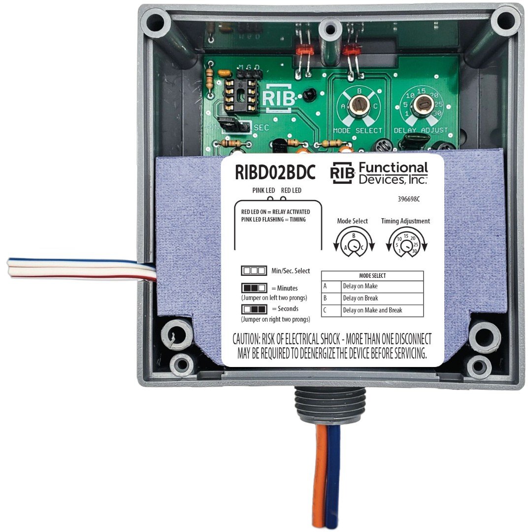 Functional Devices RIBD02BDC Enclosed Relay 20A SPDT 277VAC, Dry, Delay