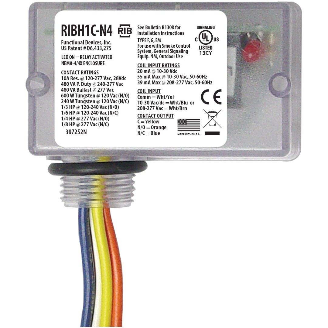 Functional Devices RIBH1C-N4 Enclosed Relay 10A SPDT 10-277VAC, NEMA4