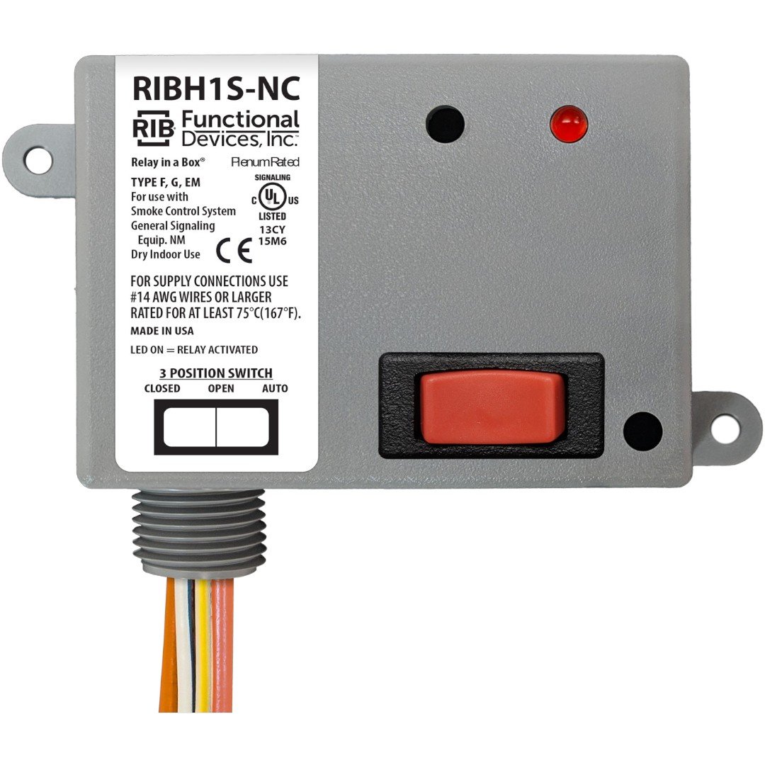 Functional Devices RIBH1S-NC Enclosed Relay 10A SPST-NC 10-277VAC, Override
