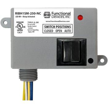 Functional Devices RIBH1SM-250-NC Enclosed Relay 10A SPST-NC 10-277VAC, Override, Mon