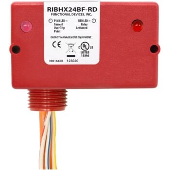 Functional Devices RIBHX24BF-RD Enclosed Relay 20A SPST 24VAC/DC, Fixed Sensor, Red