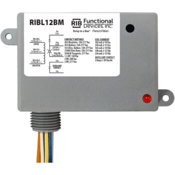 Functional Devices RIBL12BM Enclosed Relay 20A 12VAC/DC, Latching, Aux