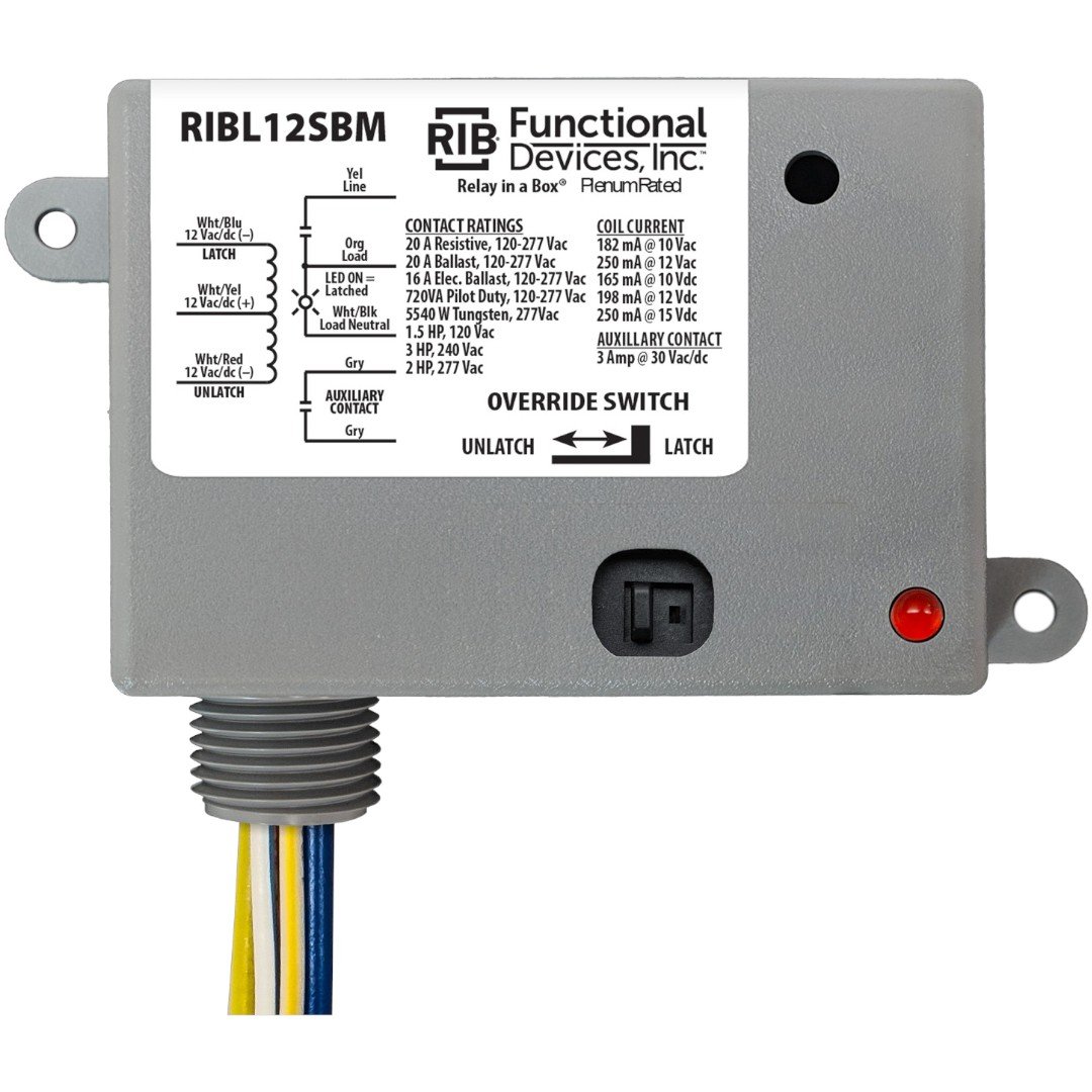 Functional Devices RIBL12SBM Enclosed Relay 20A 12VAC/DC, Latching, Switch, Aux