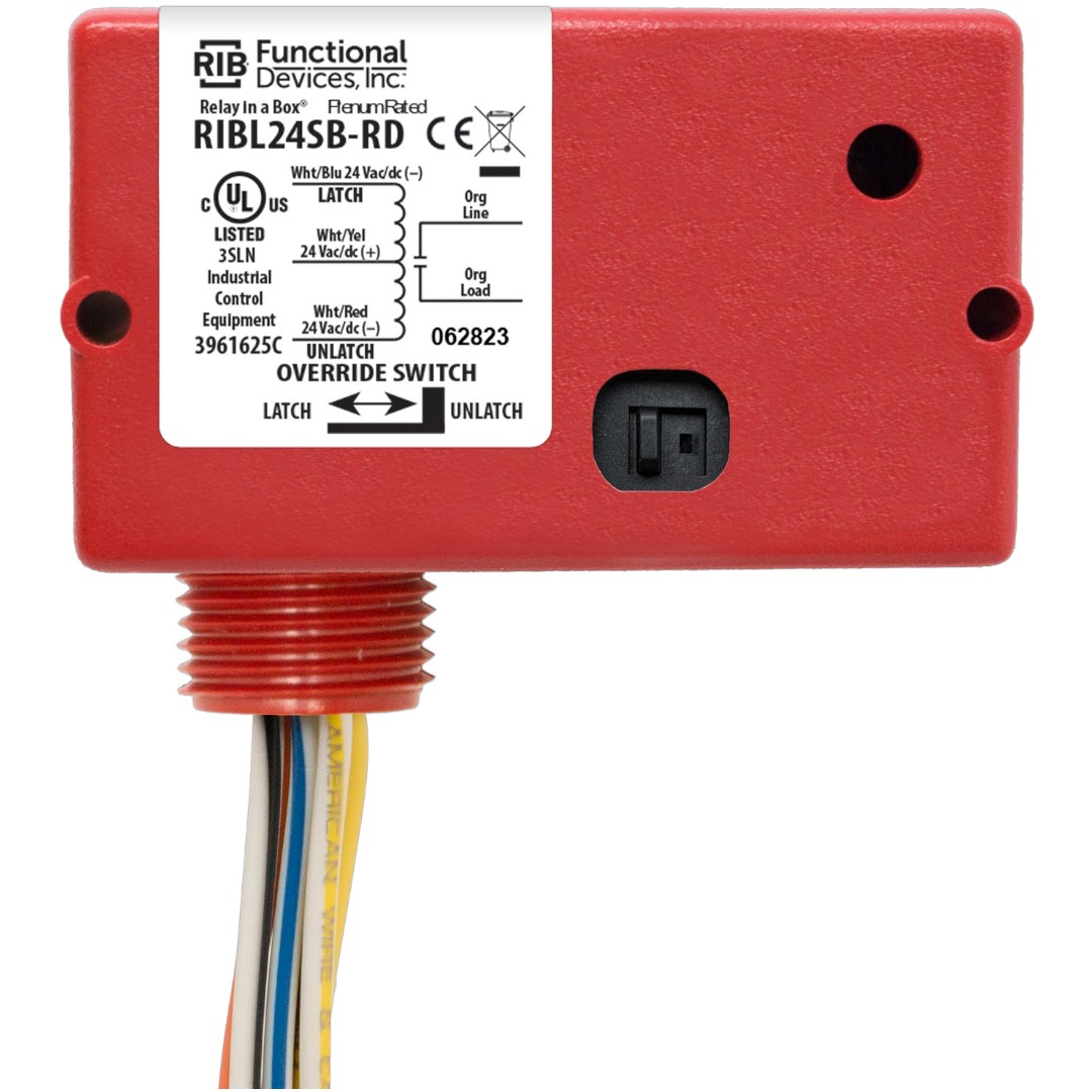 Functional Devices RIBL24SB-RD Enclosed Relay 20A 24VAC/DC, Latching, Switch, Red