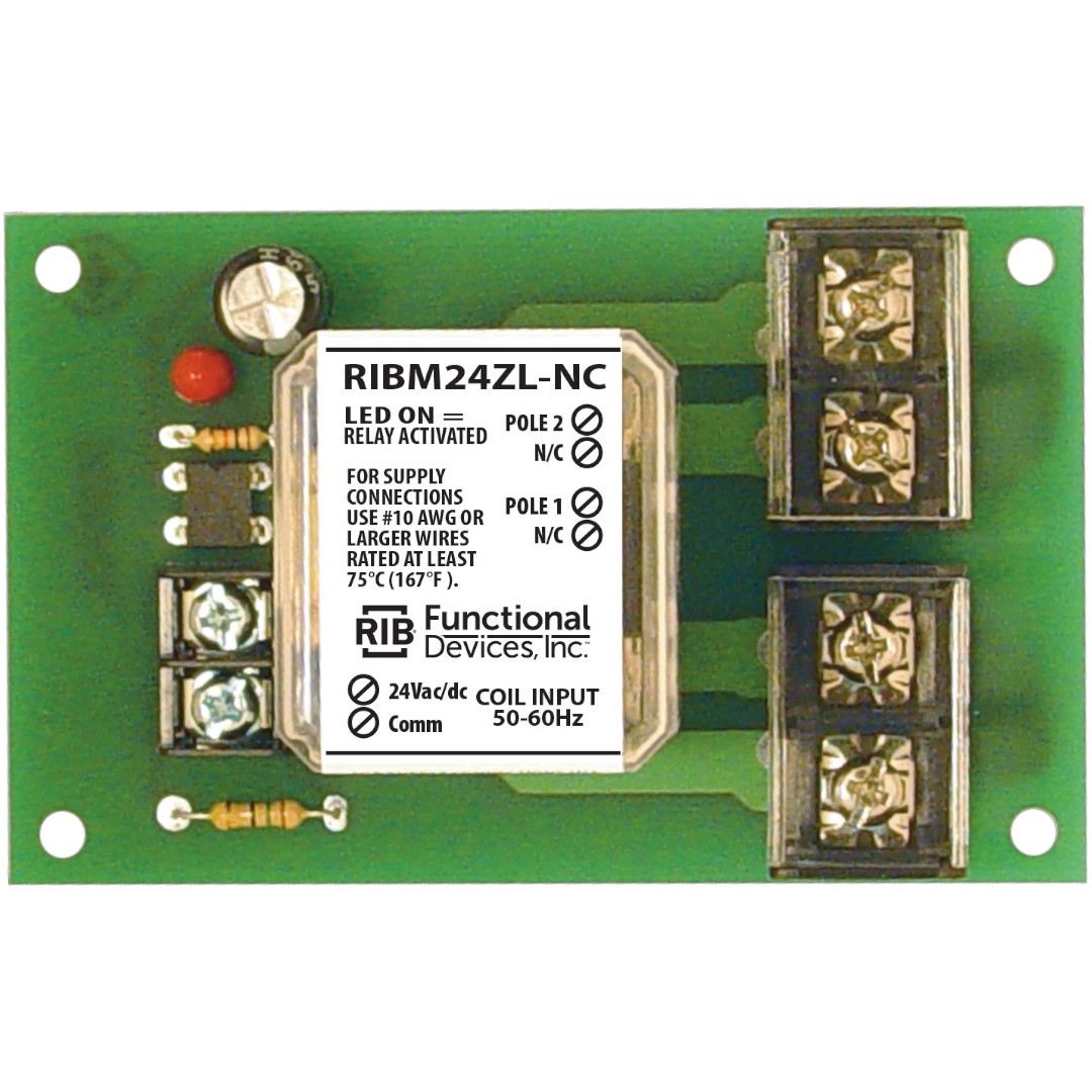 Functional Devices RIBM24ZL-NC Panel Relay 4in 30A DPST-NC 24VAC/DC