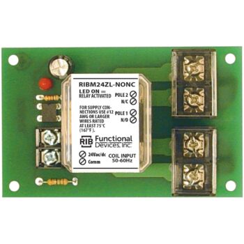 Functional Devices RIBM24ZL-NONC Panel Relay 4in 30A DPST-NONC 24VAC/DC