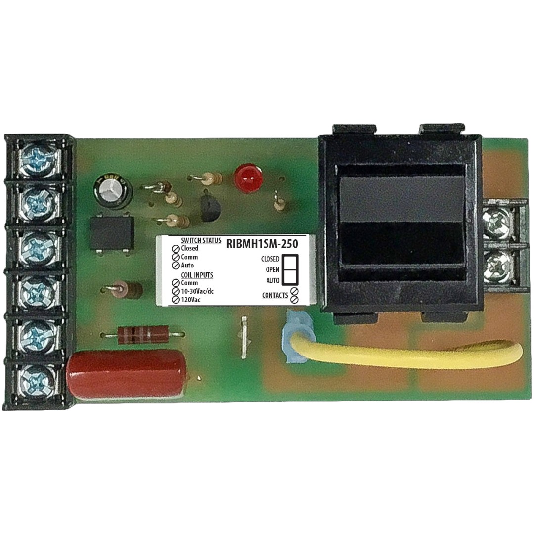 Functional Devices RIBMH1SM-250 Panel Relay 4in 15A SPST 10-277VAC, Ovrd, Mon