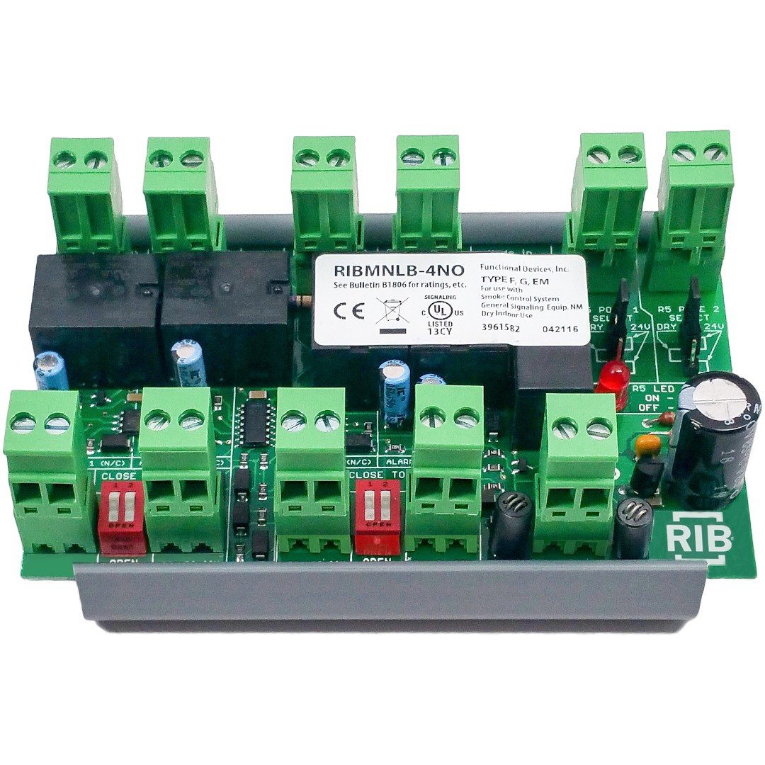 Functional Devices RIBMNLB-4NO AHU Alarm Logic, 4 In N/O, 24V, 2.75in Track