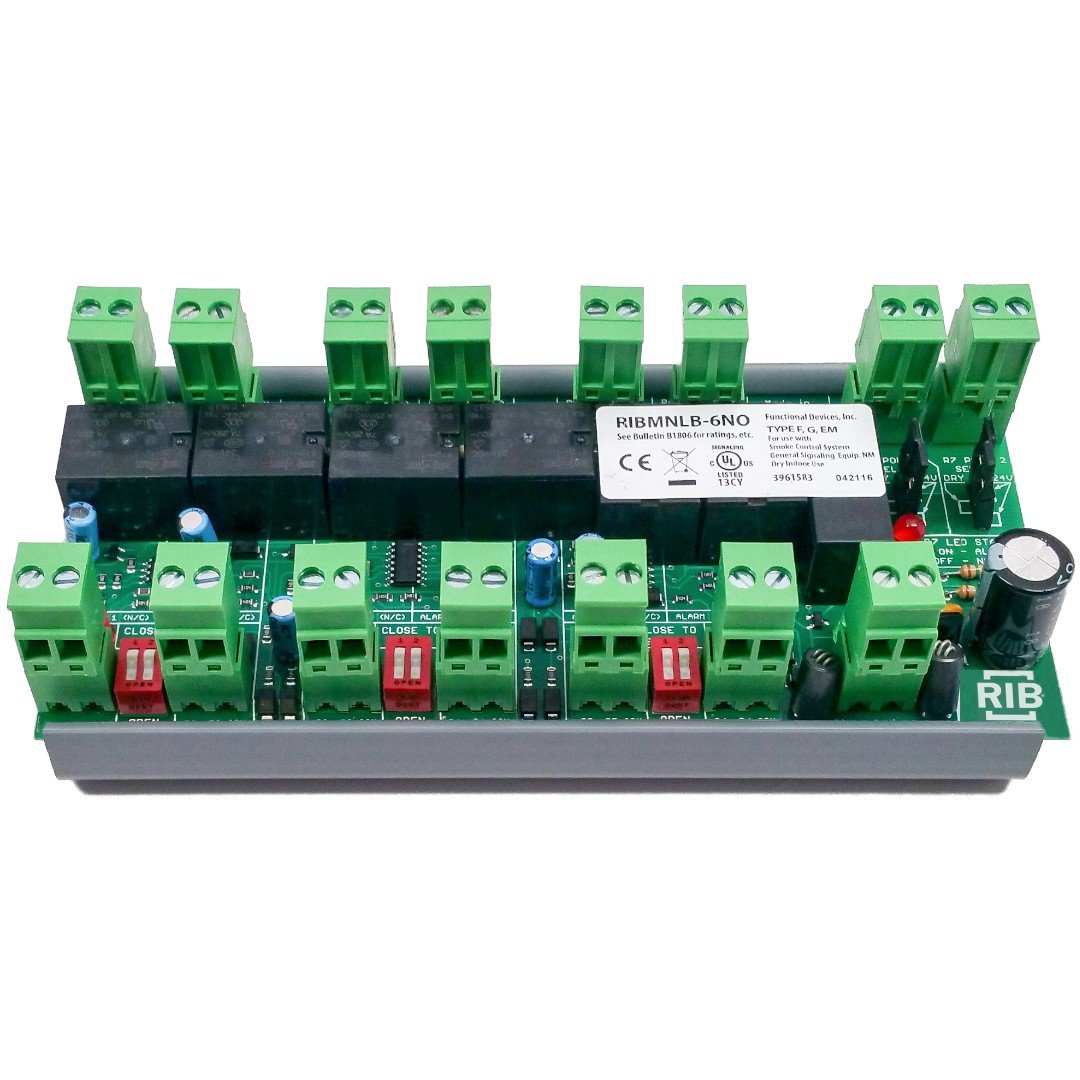 Functional Devices RIBMNLB-6NO AHU Alarm Logic, 6 In N/O, 24V, 2.75in Track