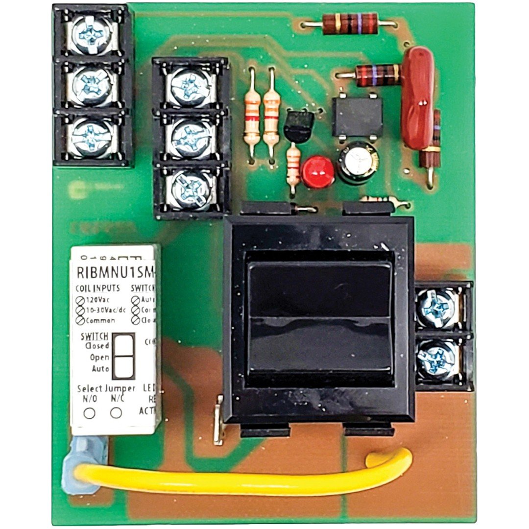 Functional Devices RIBMNU1SM-250 Panel Relay 2.75in 15A SPST 250V, Ovrd, Mon