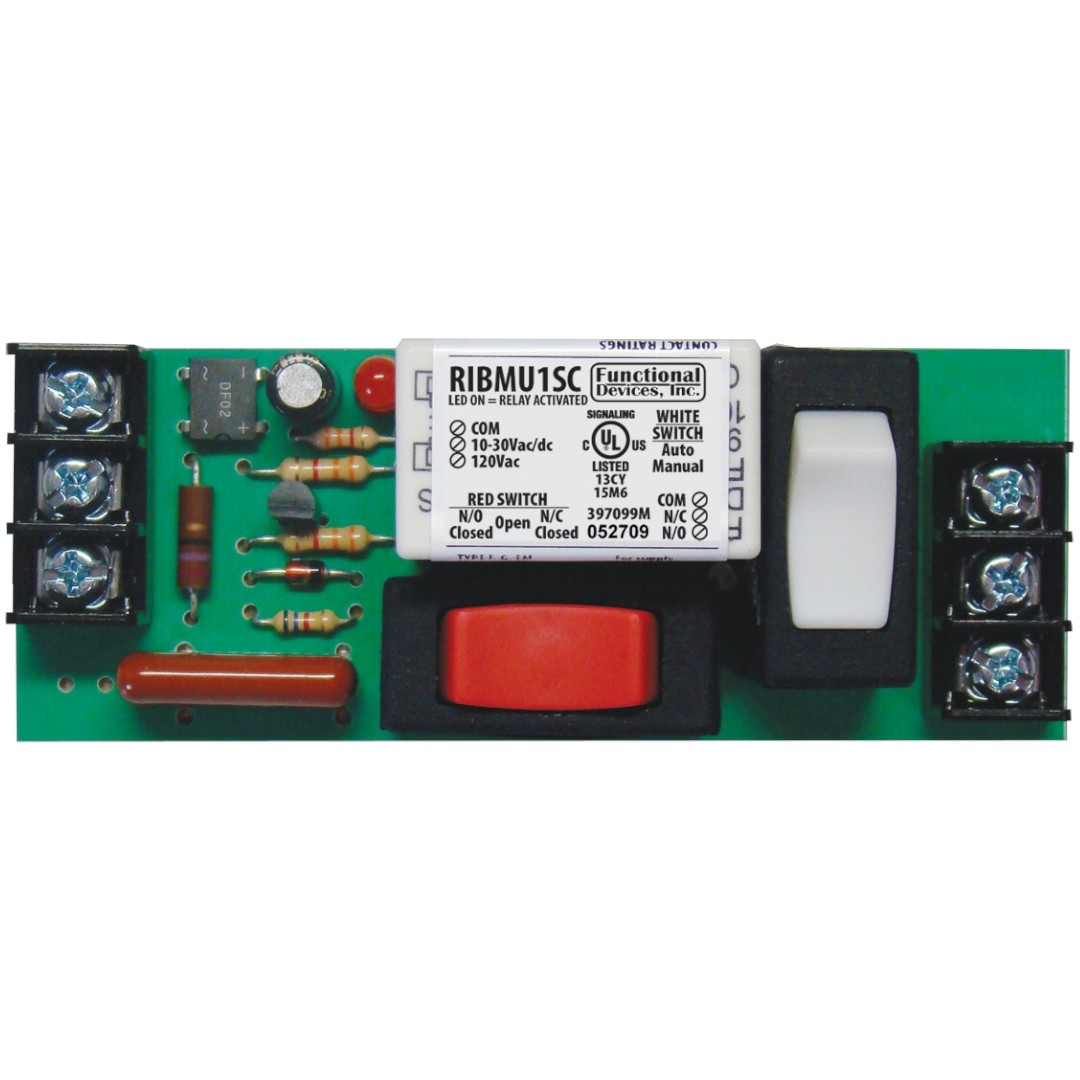Functional Devices RIBMU1SC Panel Relay 4in 15A SPDT 10-120VAC, Override