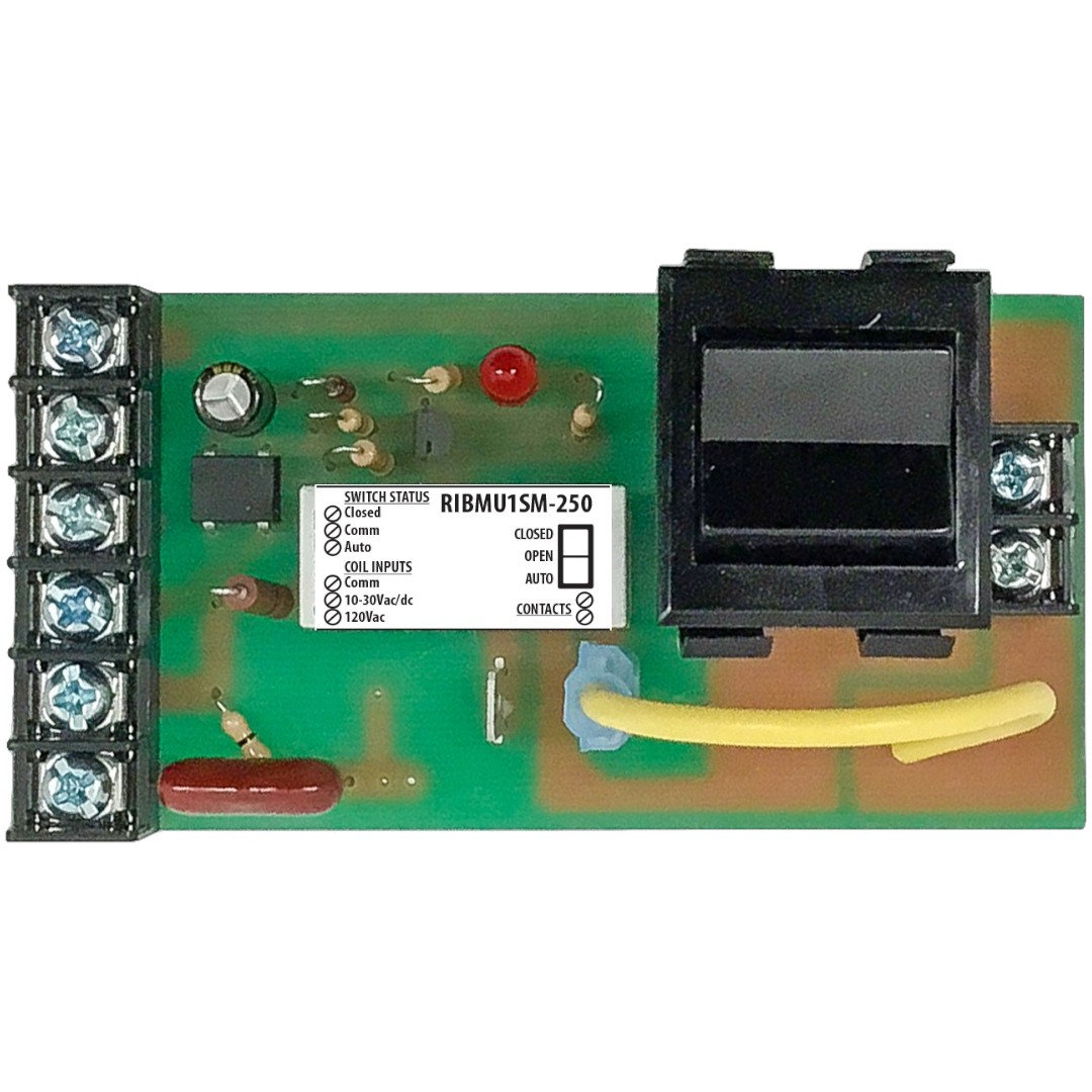Functional Devices RIBMU1SM-250 Panel Relay 4in 15A SPST 10-120VAC, Ovrd, Mon