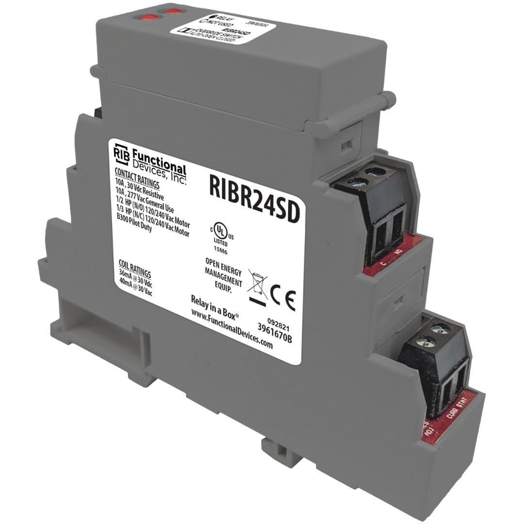 Functional Devices RIBR24SD DIN Relay 10A DPDT, Switch, 24VAC/DC