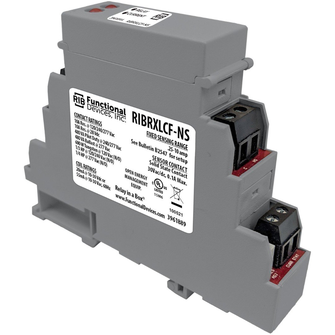Functional Devices RIBRXLCF-NS DIN Relay 10A SPST 10-30VDC, Fixed Sensor
