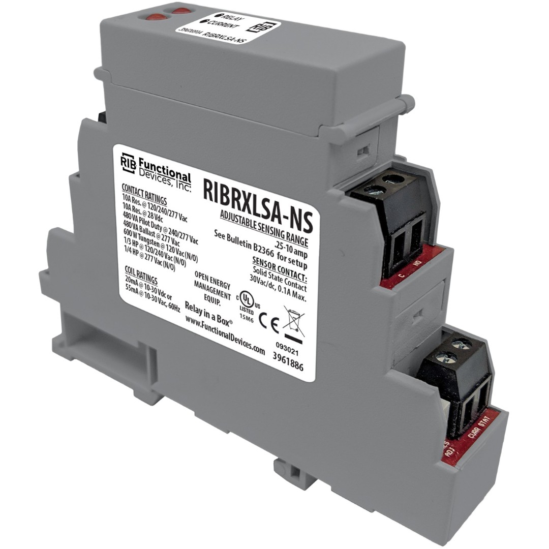 Functional Devices RIBRXLSA-NS DIN Relay 10A SPST 10-30VDC, Adj Sensor