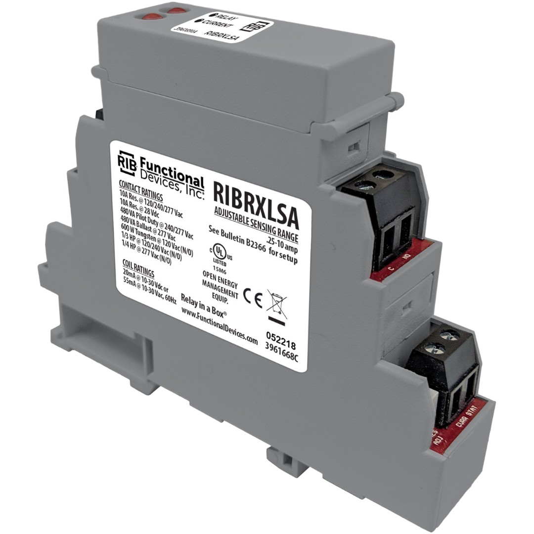 Functional Devices RIBRXLSA DIN Relay 10A SPST 10-30VAC/DC, Adj Sensor
