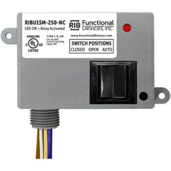 Functional Devices RIBU1SM-250-NC Relay 10A SPST-NC 10-120V, Ovrd, Monitor