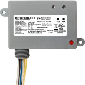 Functional Devices RIBW240B-EN3 EnOcean Relay 20A 240VAC, 2-Way Dry Input