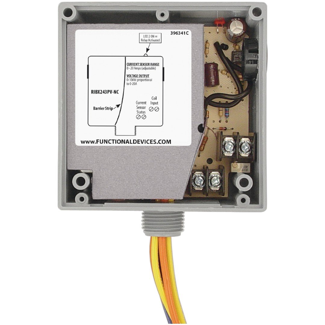 Functional Devices RIBX243PV-NC Relay 20A 3PST-NC 24V, Analog AC Sensor
