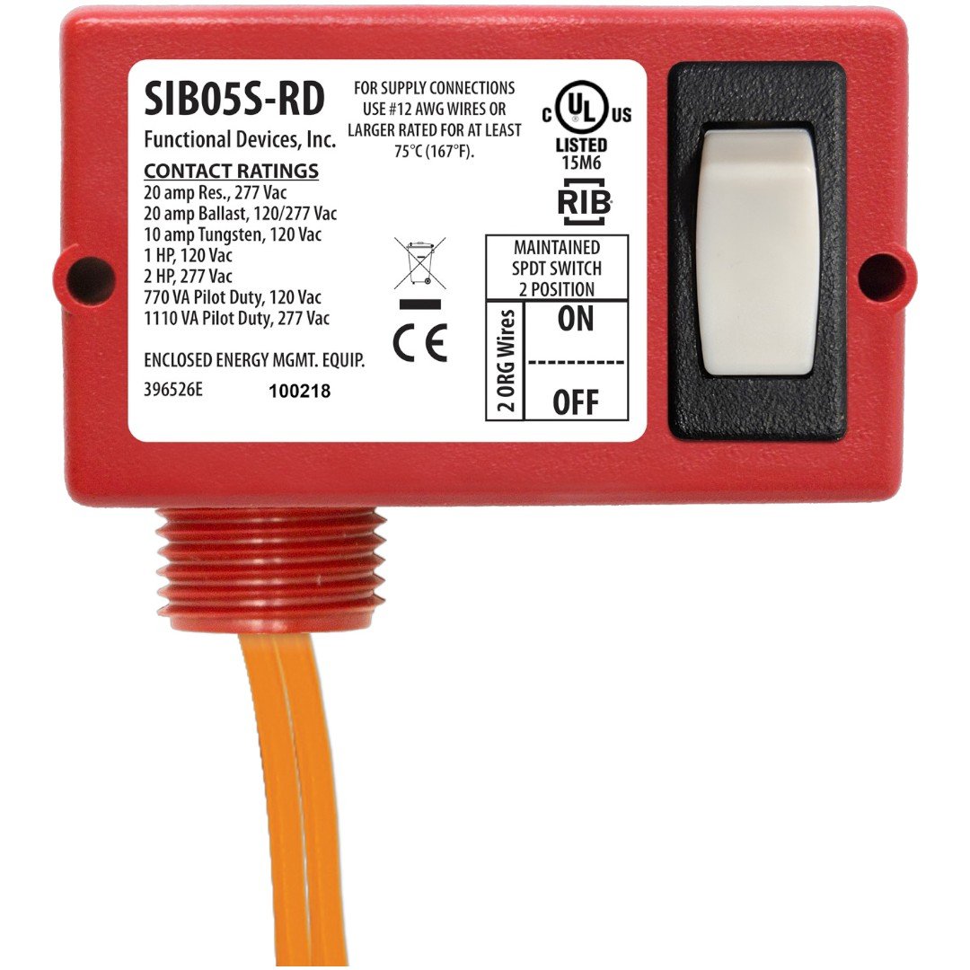 Functional Devices SIB05S-RD Switch 20A, 2Pos Maintained, Red, 2 Wire