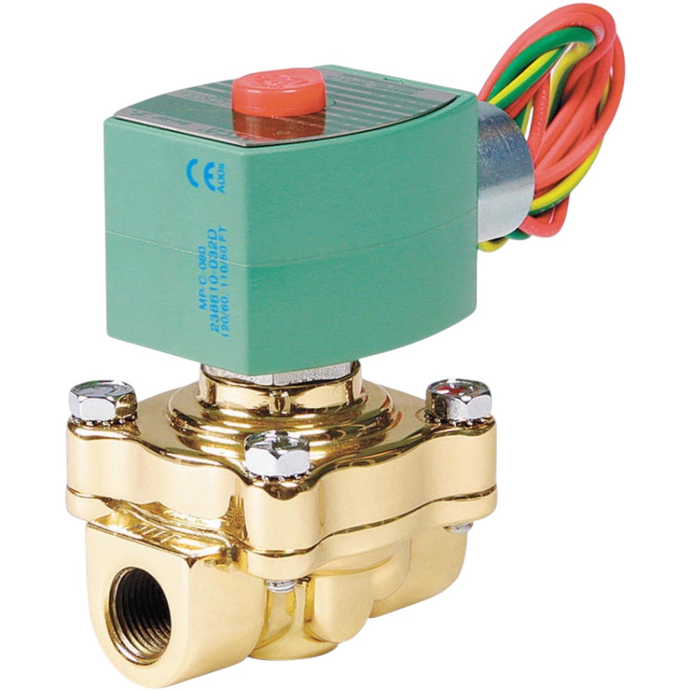 ASCO 8210G002HW Solenoid Valve, 2-Way N.C., 1/2", Brass, Hot Water, 210°F