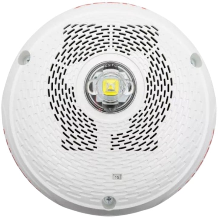 System Sensor SPSCWKLED-CLR-ALRT Outdoor Speaker Strobe, Ceiling, White, Alert, Clear lens