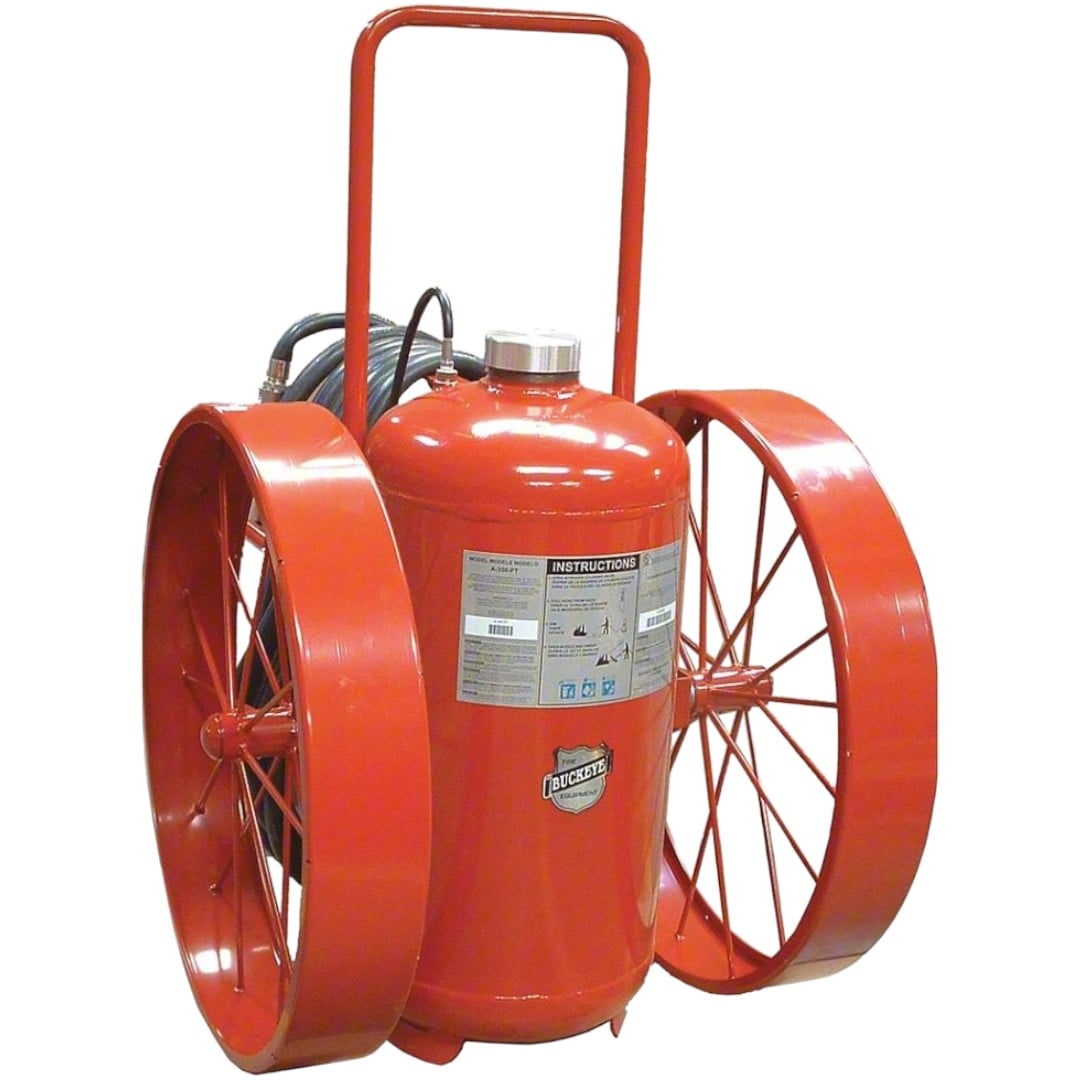 Buckeye 32110 300 lbs ABC Pressure Transfer Fire Extinguisher, 36 in Steel Wheels