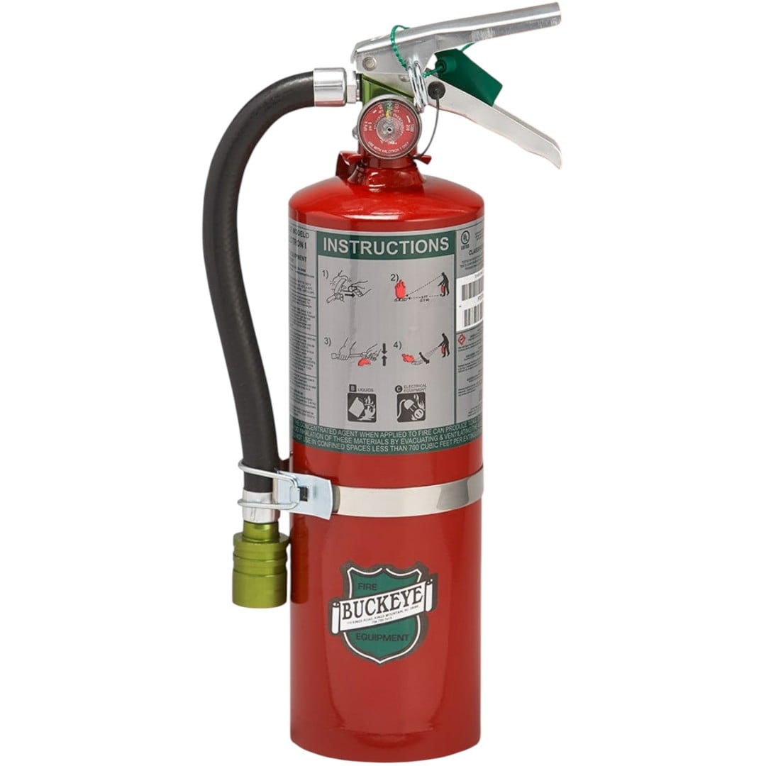 Buckeye 75555 Halotron I Clean Agent Extinguisher, 5 lb Hose with V/B