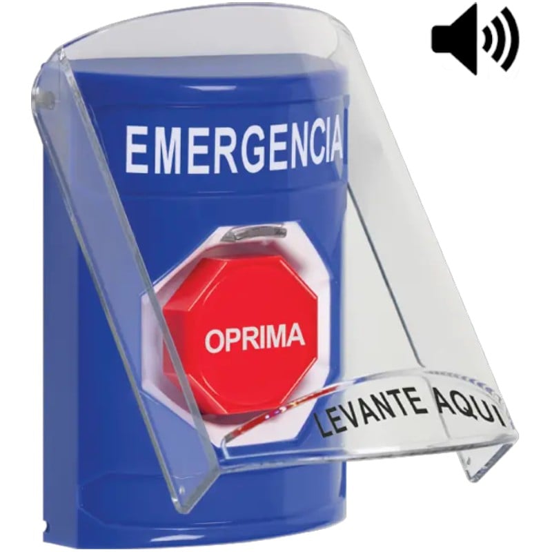 STI SS24A2EM-ES Stopper Station Push Button with Shield, Key-to-Reset, Spanish