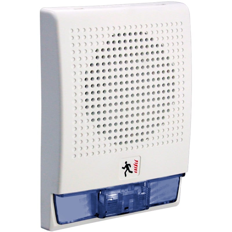 Kidde G4HFWN-S7VMB Wall Speaker Strobe, White, 70V, Visual, Multi Candela, Blue Lens