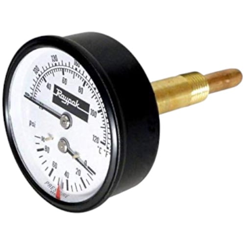 Raypak 007205F T&P Gauge, 0-90 PSI
