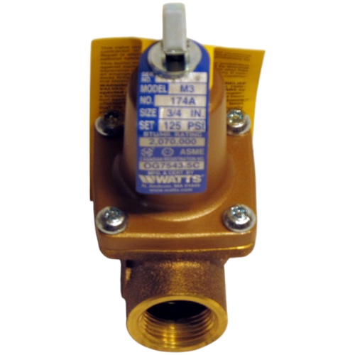 Watts 174A-3/4-125 Relief Valve 3/4" 125 PSI 2070M BTU