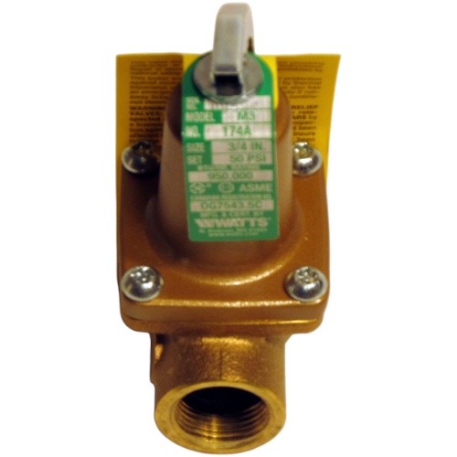 Watts 174A-3/4-50 Relief Valve 3/4" 50 PSI 950000 BTU