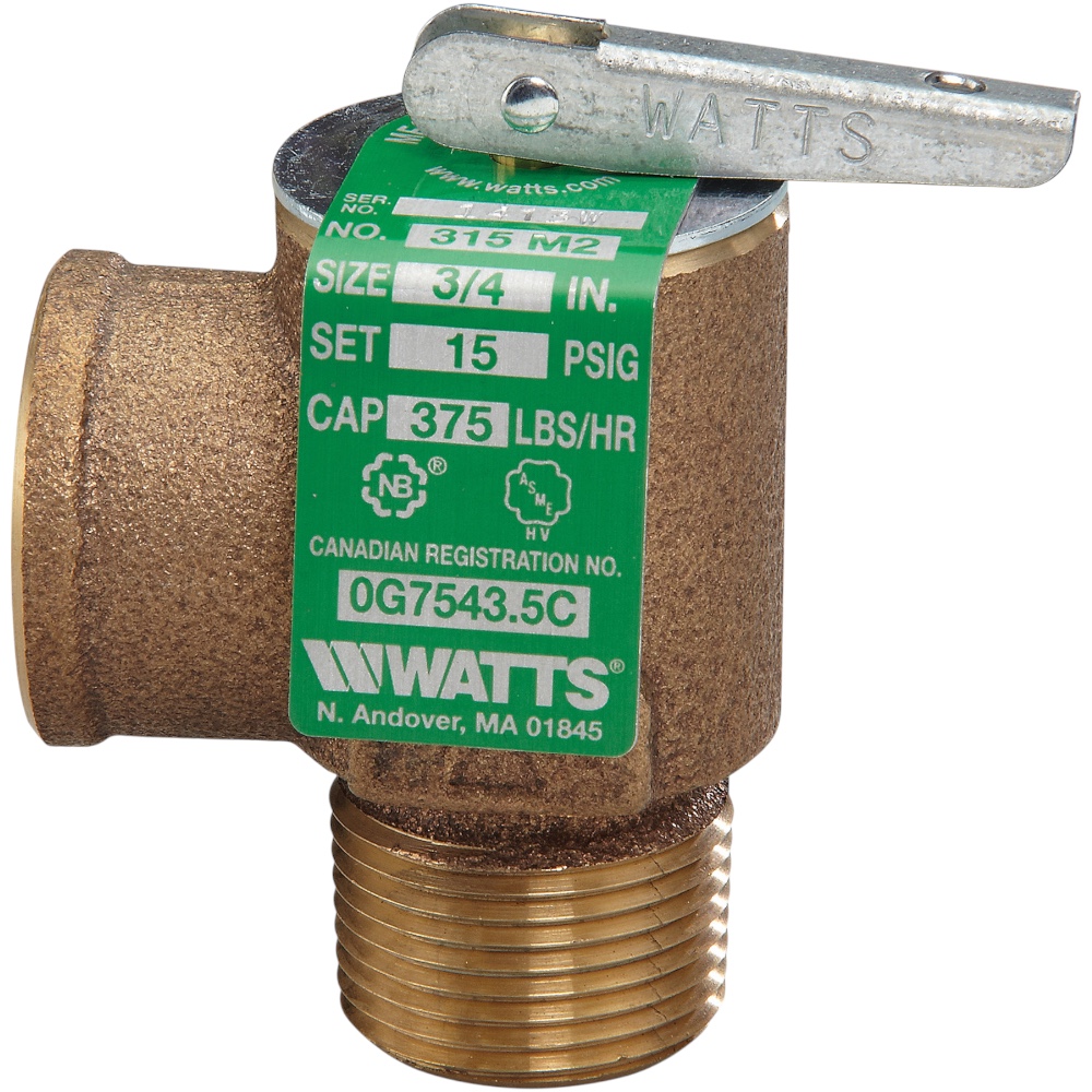 Watts 315M2 3/4" Steam Safety Relief Valve 15 PSI