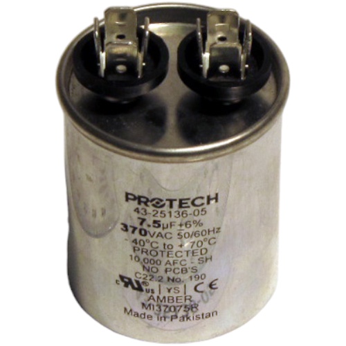Rheem 43-25136-05 Capacitor, 7.5/370 Single Round