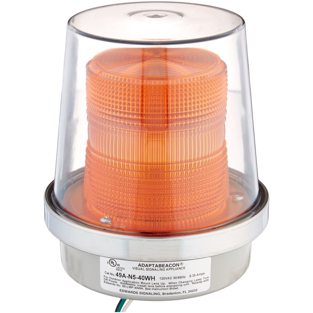 Edwards Signaling 49A-N5-40WH Flashing Halogen Beacon, Amber, 120 AC
