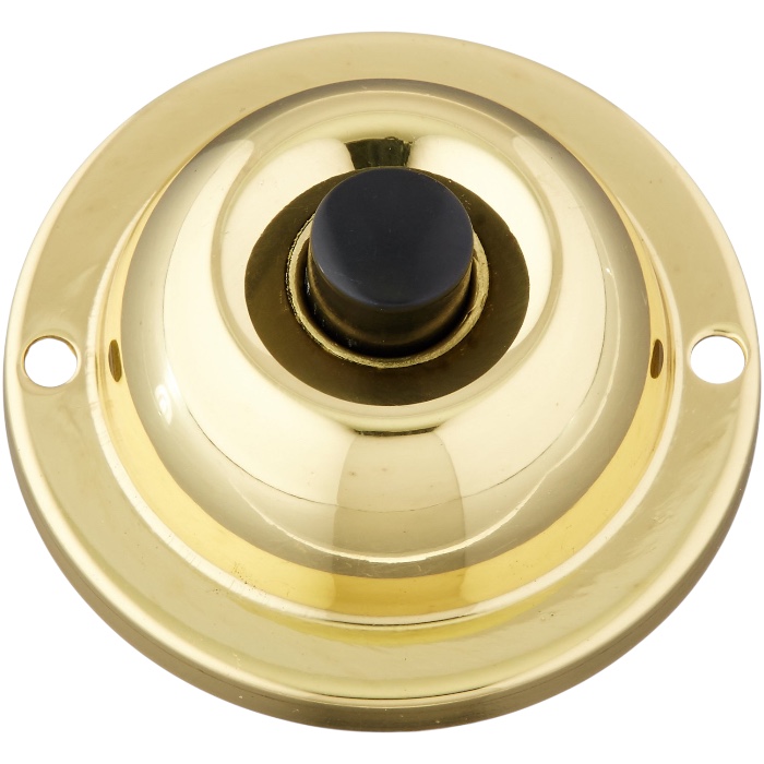Edwards Signaling 603 Push Button, Round, 1-3/4, Satin Brass